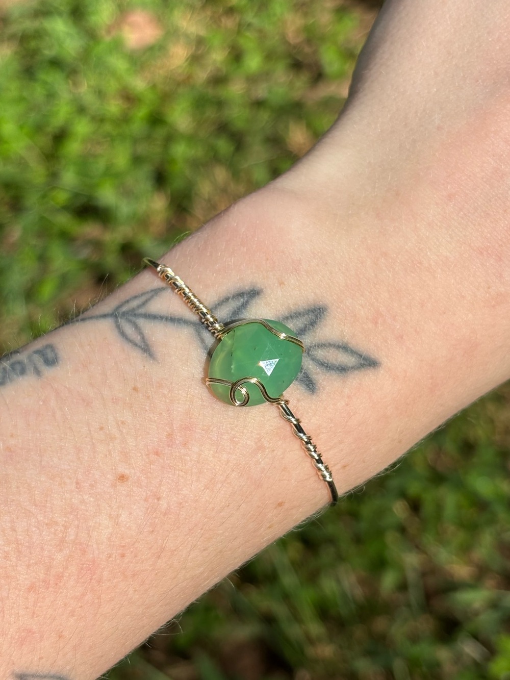Chrysoprase bangle bracelet